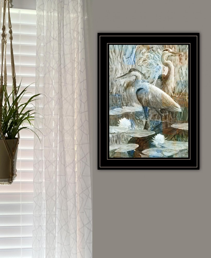 Marsh Herons II 2 Black Framed Print Wall Art HomeRoots