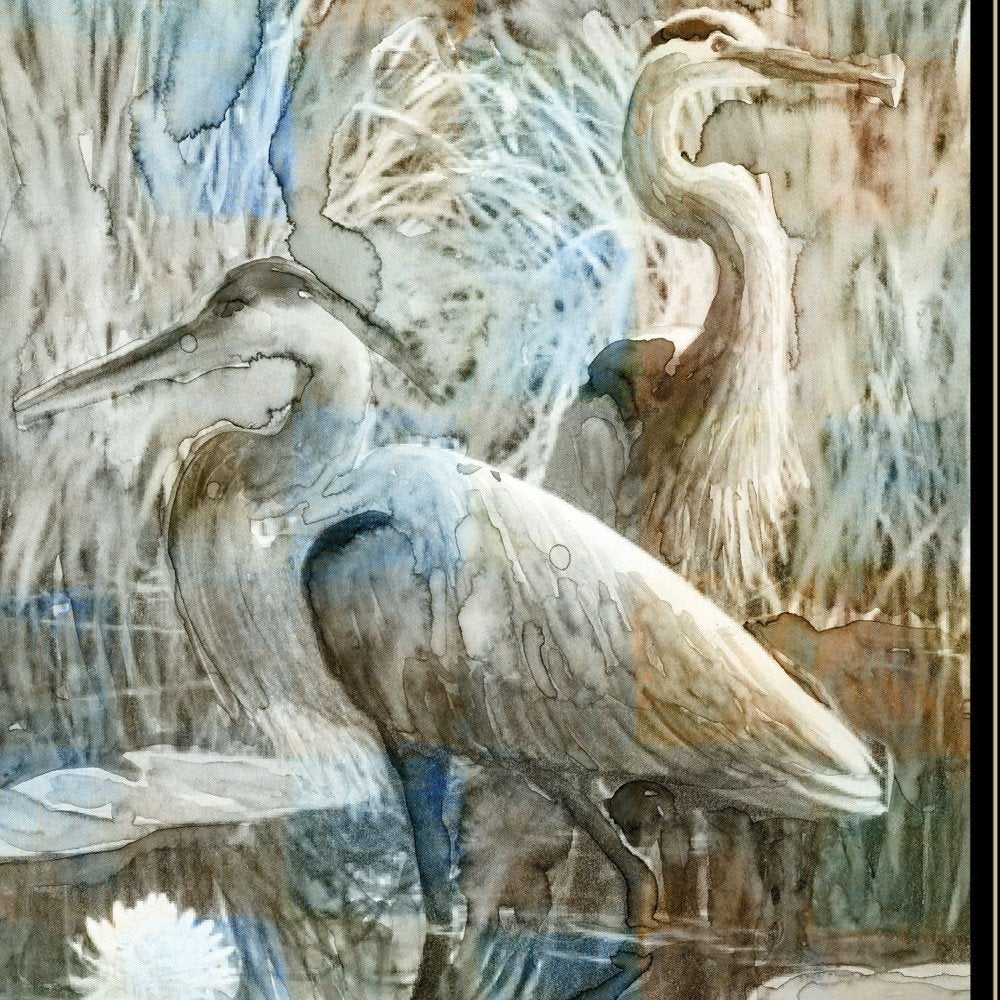 Marsh Herons II 2 Black Framed Print Wall Art HomeRoots