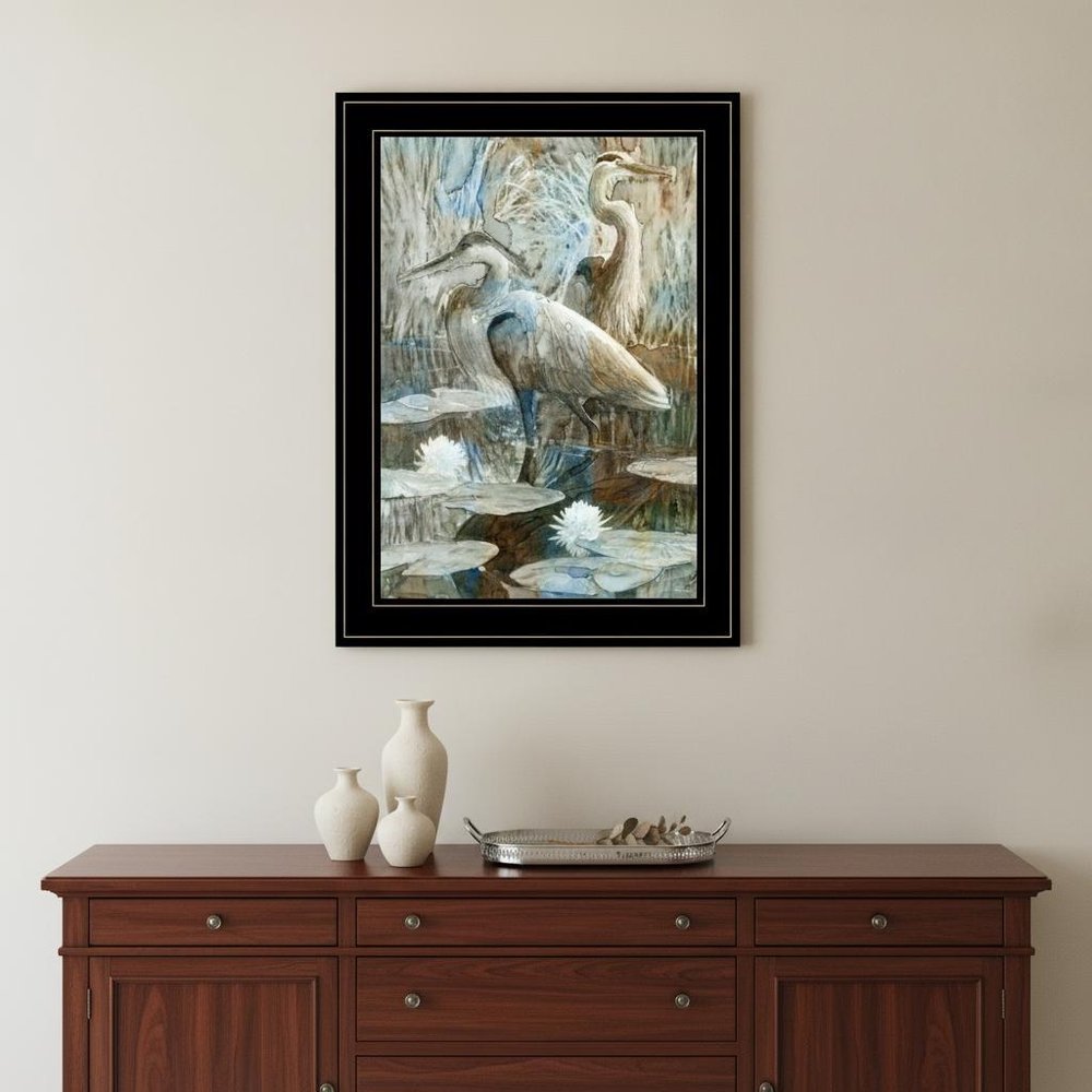 Marsh Herons II 2 Black Framed Print Wall Art HomeRoots