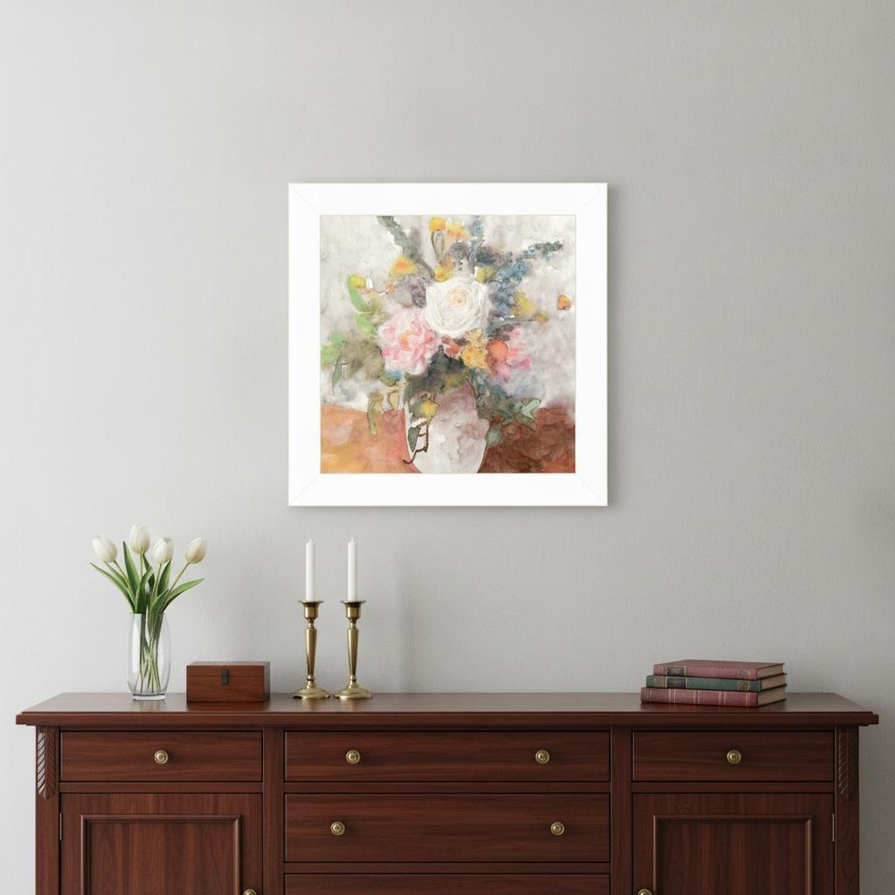 Table Bouquet 2 White Framed Print Wall Art HomeRoots
