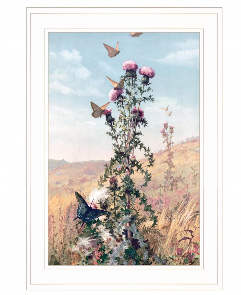 Meadow Butterflies 1 White Framed Print Wall Art — view 2