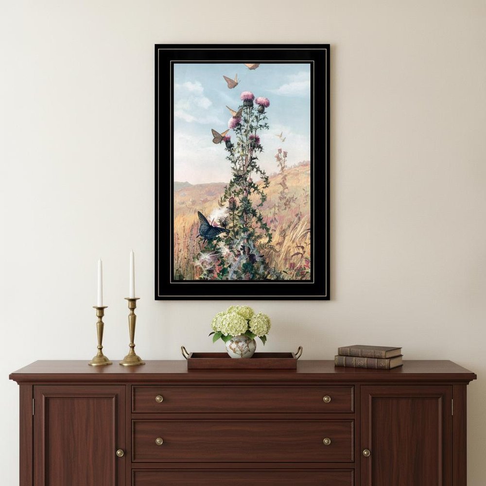 Meadow Butterflies 2 Black Framed Print Wall Art — view 1