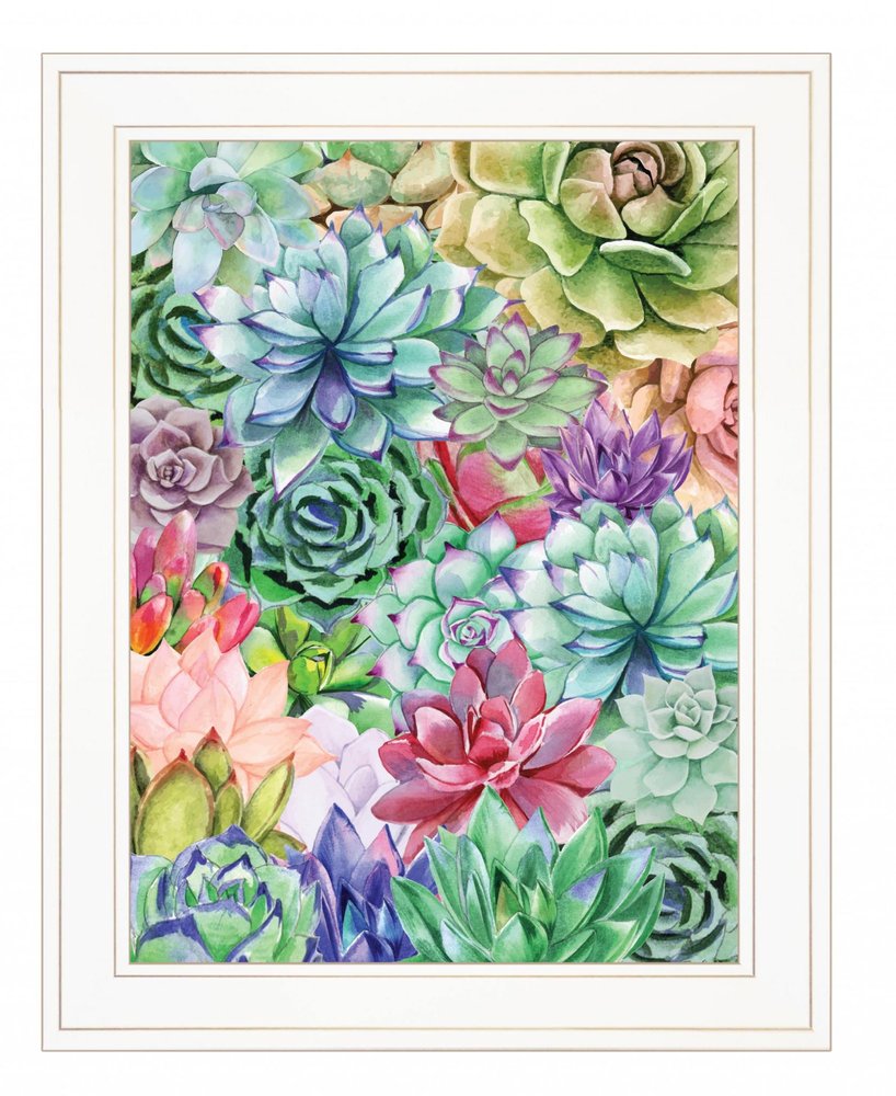 Succulents Paradise 2 White Framed Print Wall Art — view 2
