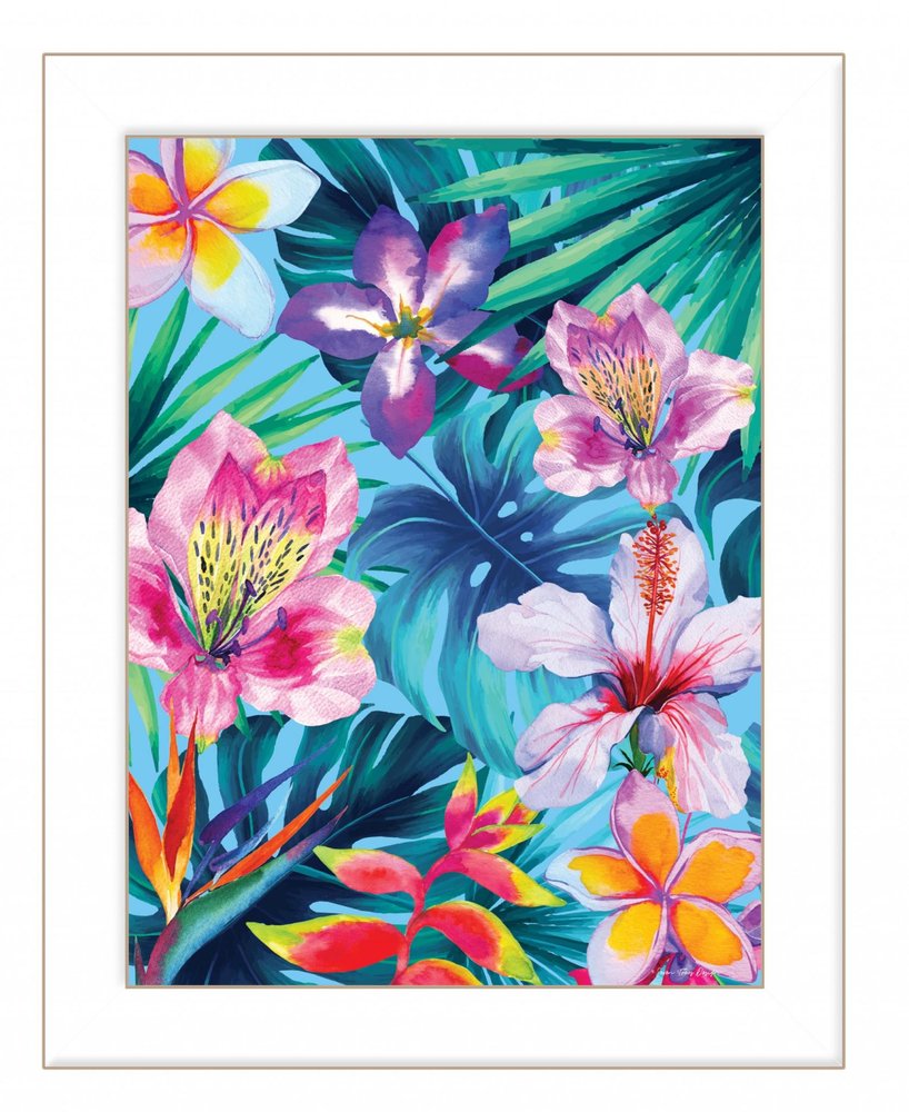 Tropical Flowers 1 White Framed Print Wall Art — view 1