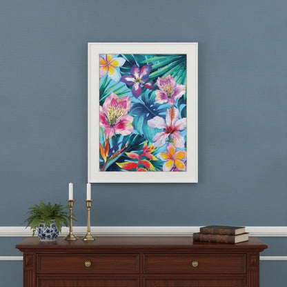 Tropical Flowers 1 White Framed Print Wall Art HomeRoots