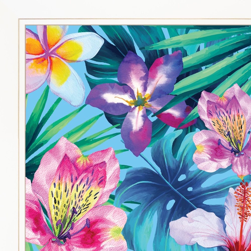 Tropical Flowers 2 White Framed Print Wall Art — view 3