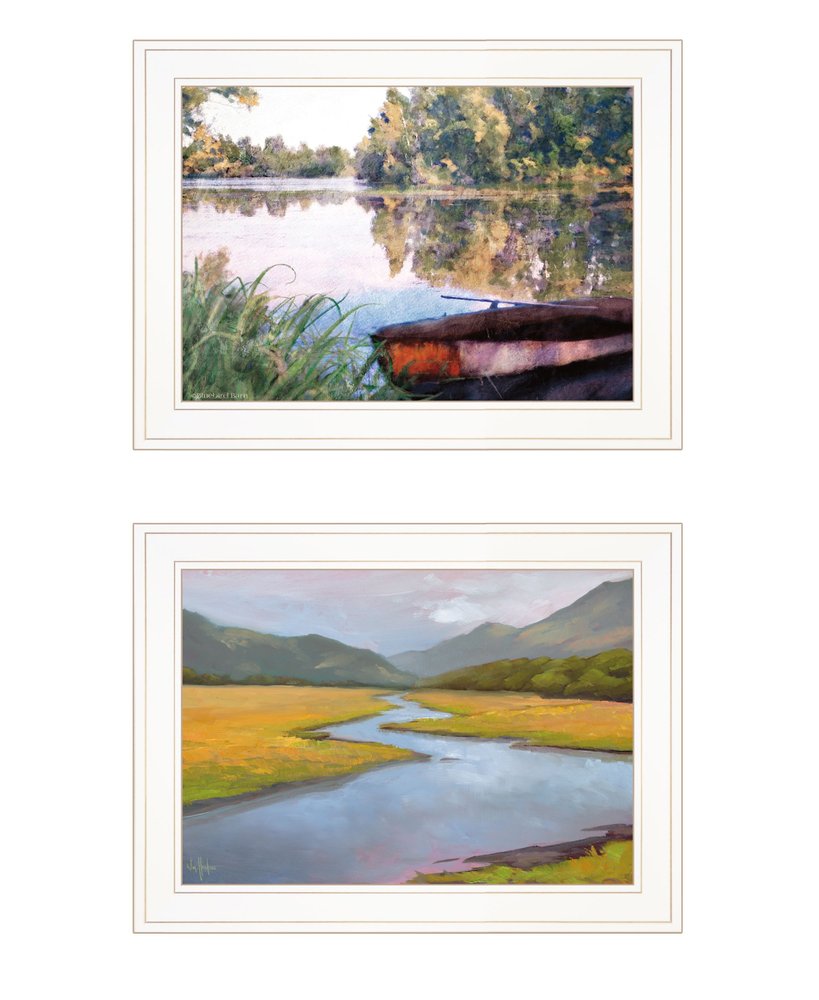 Set Of Two Serene Water 1 White Framed Print Wall Art — view 1