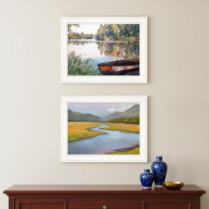 Set Of Two Serene Water 1 White Framed Print Wall Art