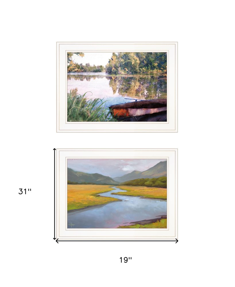 Set Of Two Serene Water 1 White Framed Print Wall Art — view 4