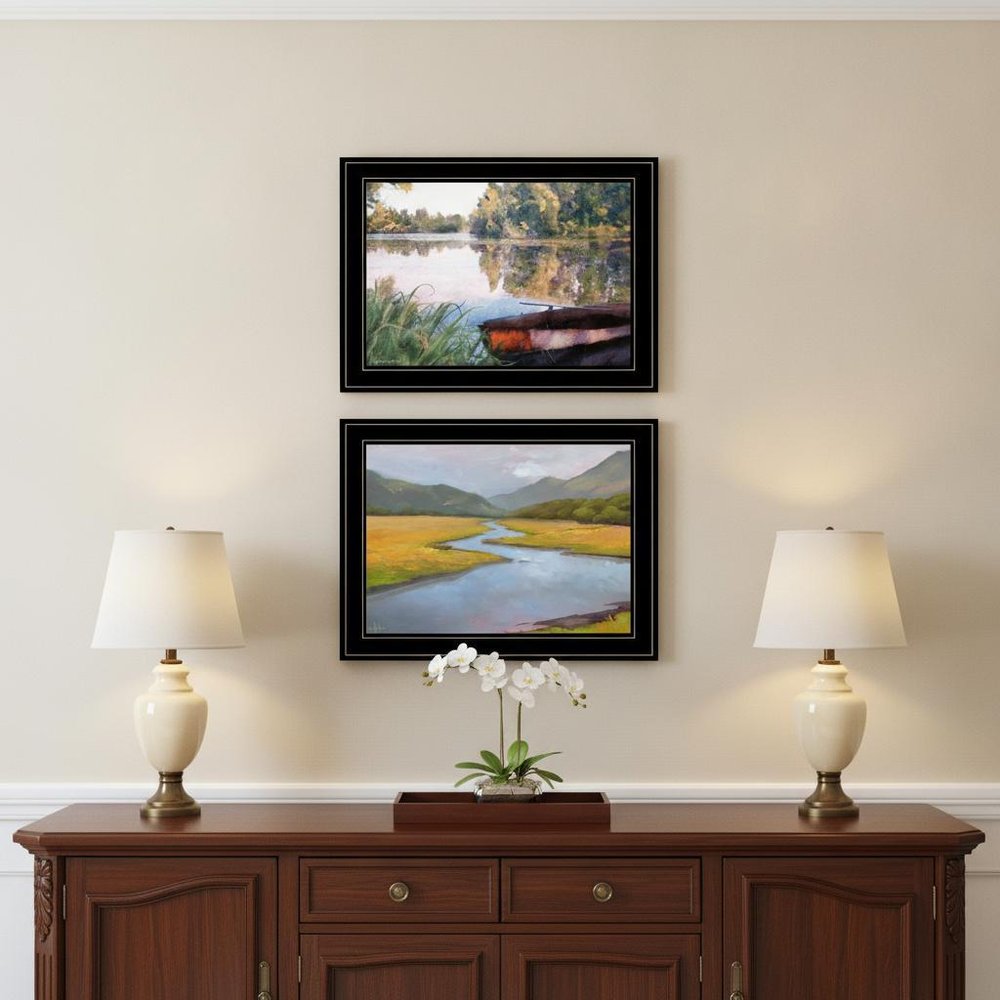 Set Of Two Serene Water 2 Black Framed Print Wall Art — view 5