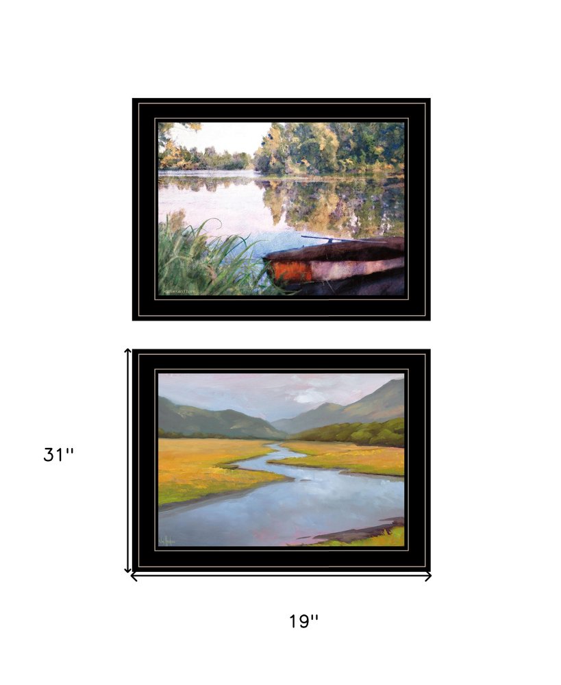 Set Of Two Serene Water 2 Black Framed Print Wall Art HomeRoots