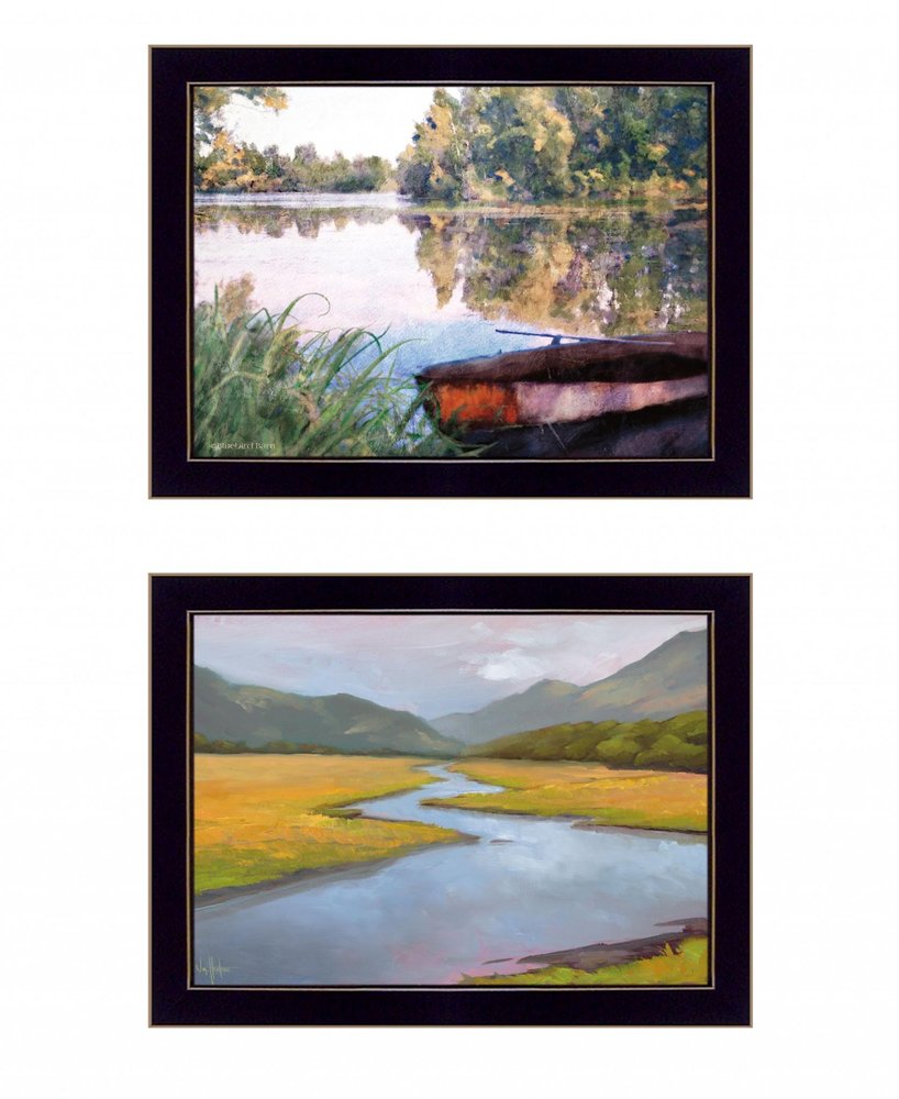 Set Of Two Serene Water 2 Black Framed Print Wall Art HomeRoots