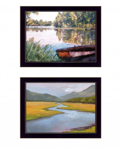 Set Of Two Serene Water 2 Black Framed Print Wall Art HomeRoots