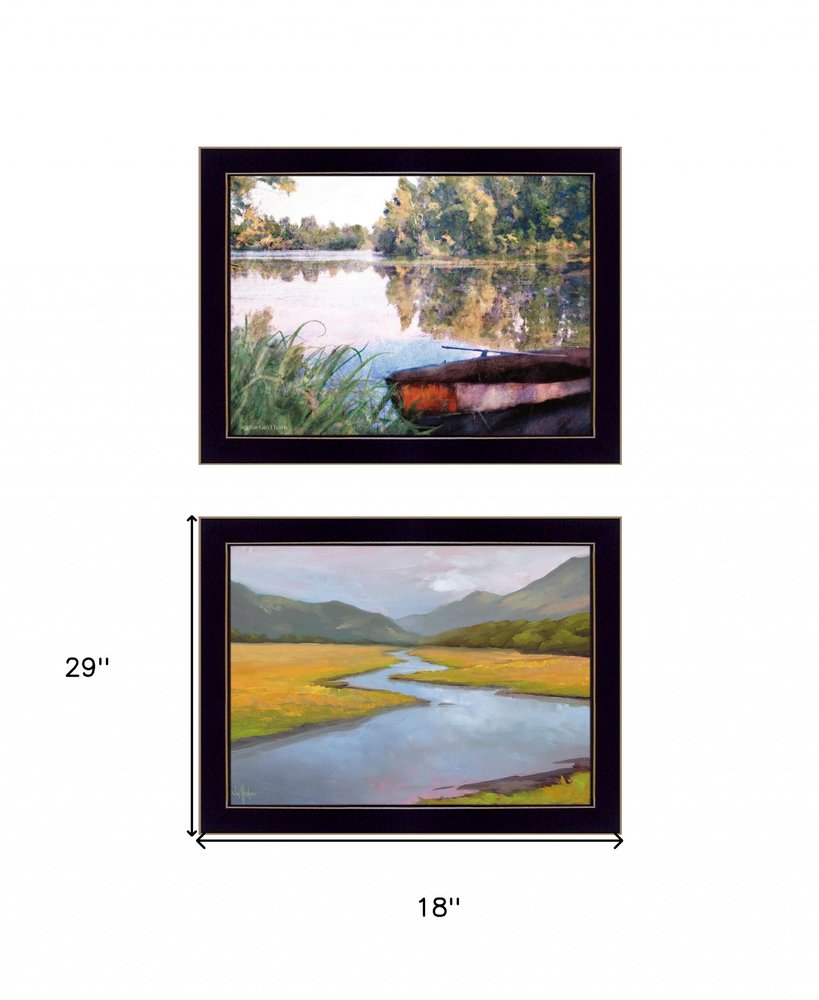 Set Of Two Serene Water 2 Black Framed Print Wall Art — view 12