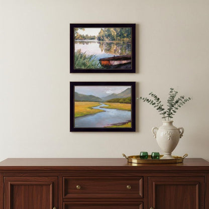 Set Of Two Serene Water 2 Black Framed Print Wall Art