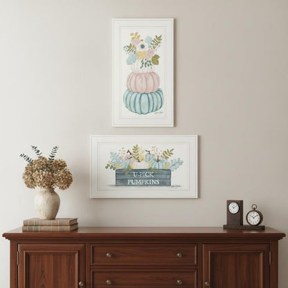 Set Of Two Floral Pumpkins 1 White Framed Print Wall Art HomeRoots