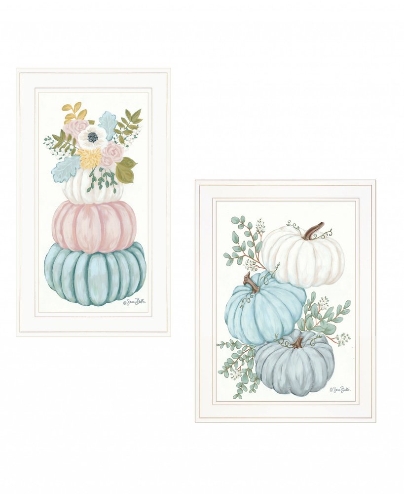 Set Of Two Floral Pumpkins 2 White Framed Print Wall Art HomeRoots