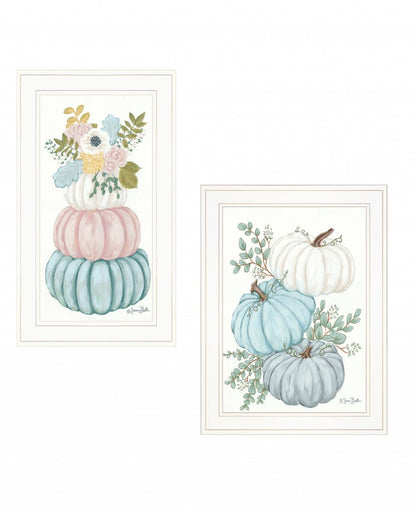 Set Of Two Floral Pumpkins 2 White Framed Print Wall Art HomeRoots