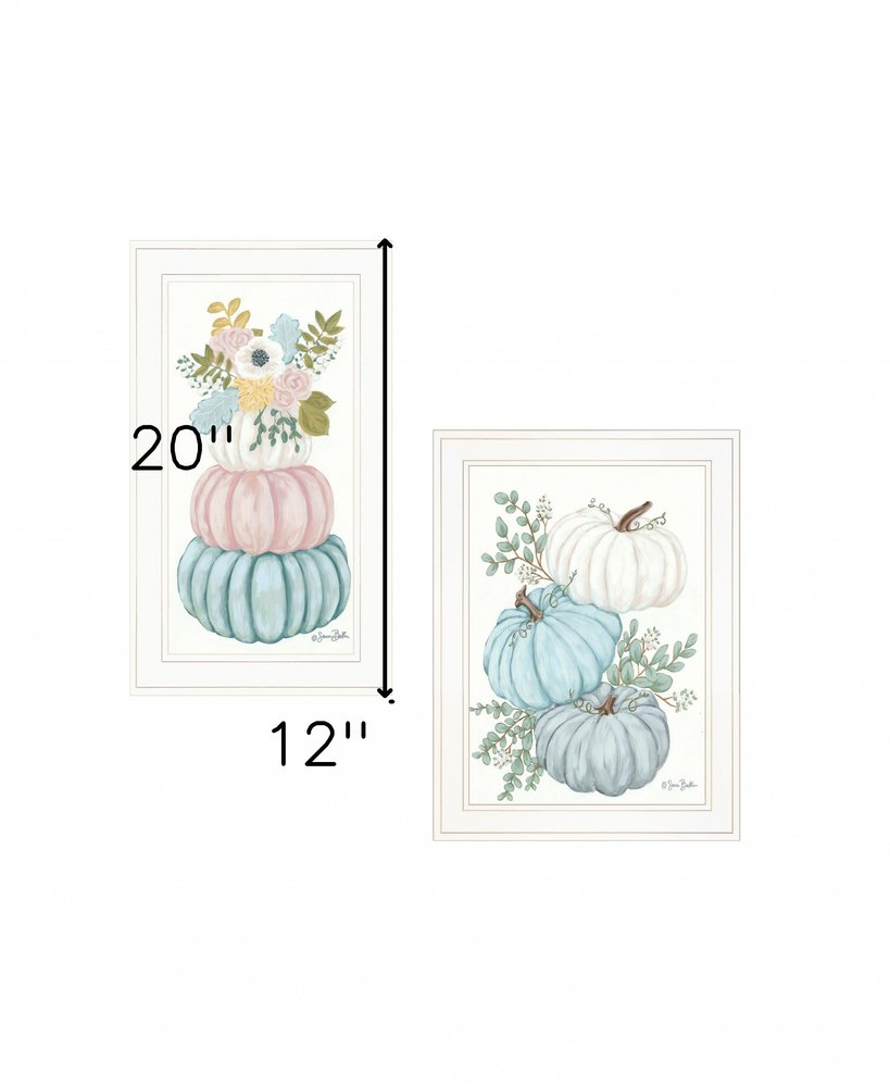Set Of Two Floral Pumpkins 2 White Framed Print Wall Art HomeRoots