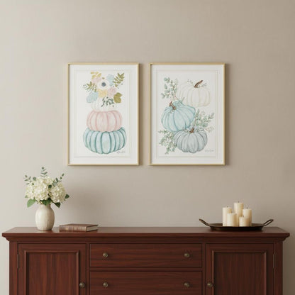 Set Of Two Floral Pumpkins 2 White Framed Print Wall Art HomeRoots