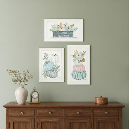 Set Of Three Floral Pumpkins 3 White Framed Print Wall Art HomeRoots