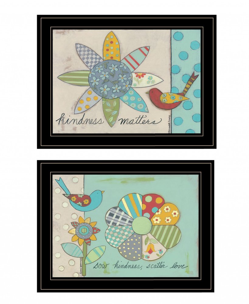 Set Of Two Kindness 2 Black Framed Print Wall Art — view 2