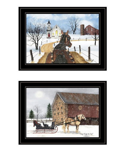 Set Of Two Sleigh Bells Ringing White Framed Print Wall Art HomeRoots