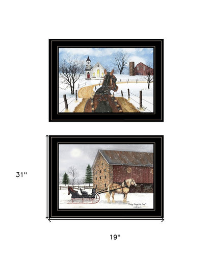 Set Of Two Sleigh Bells Ringing White Framed Print Wall Art HomeRoots