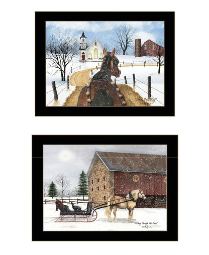 Set Of Two Sleigh Bells Ring 2 Black Framed Print Wall Art HomeRoots