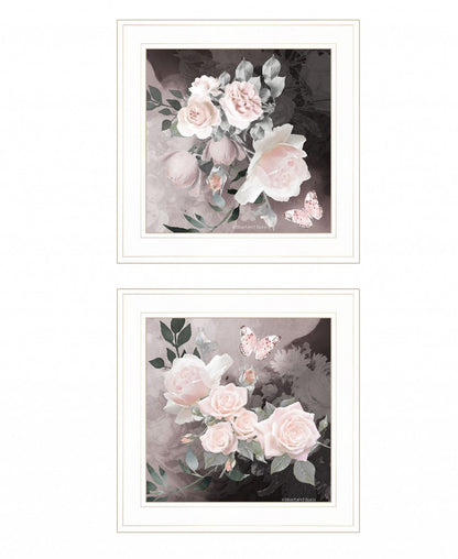 Set Of Two Noir Roses 1 White Framed Print Wall Art HomeRoots