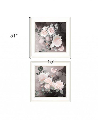 Set Of Two Noir Roses 1 White Framed Print Wall Art HomeRoots