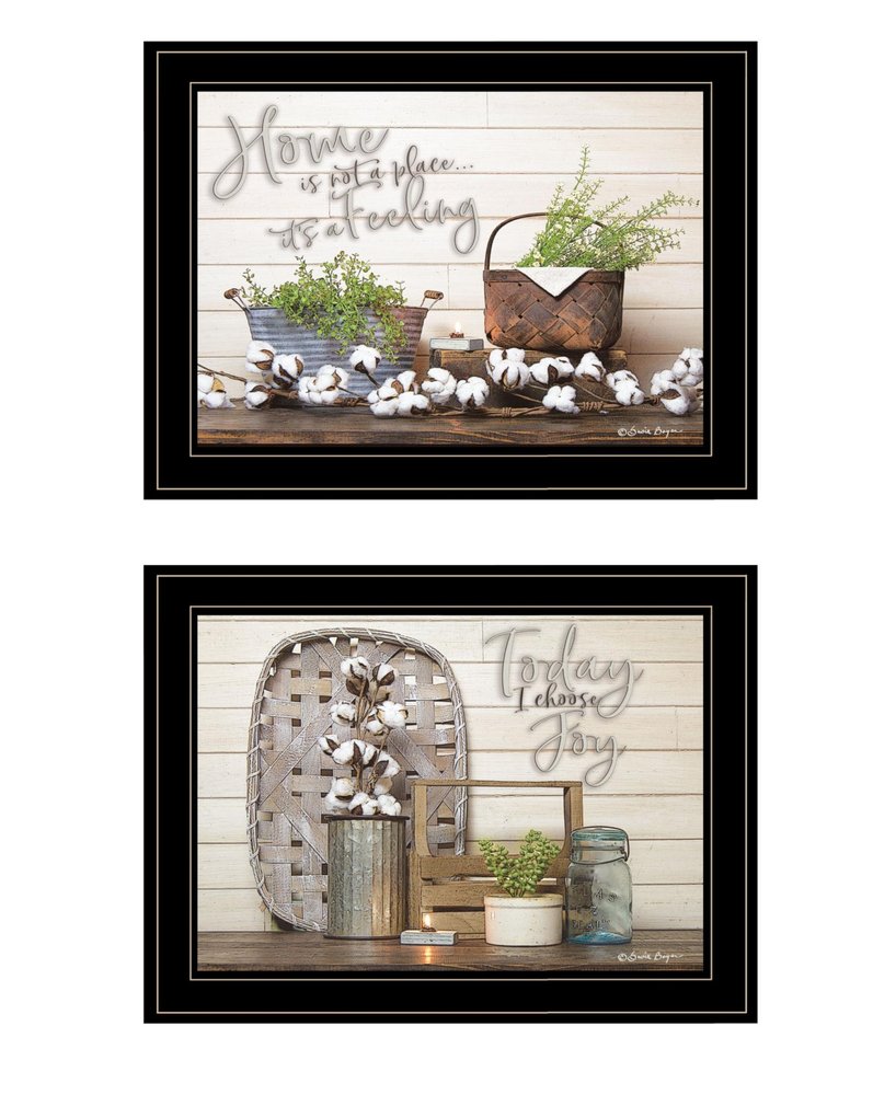 Set Of Two Choose Joy Black Framed Print Wall Art — view 1