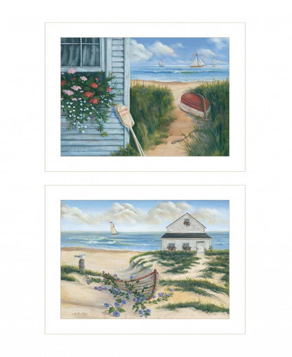 Set Of Two Sand Castle and Footprints 3 White Framed Print Wall Art HomeRoots