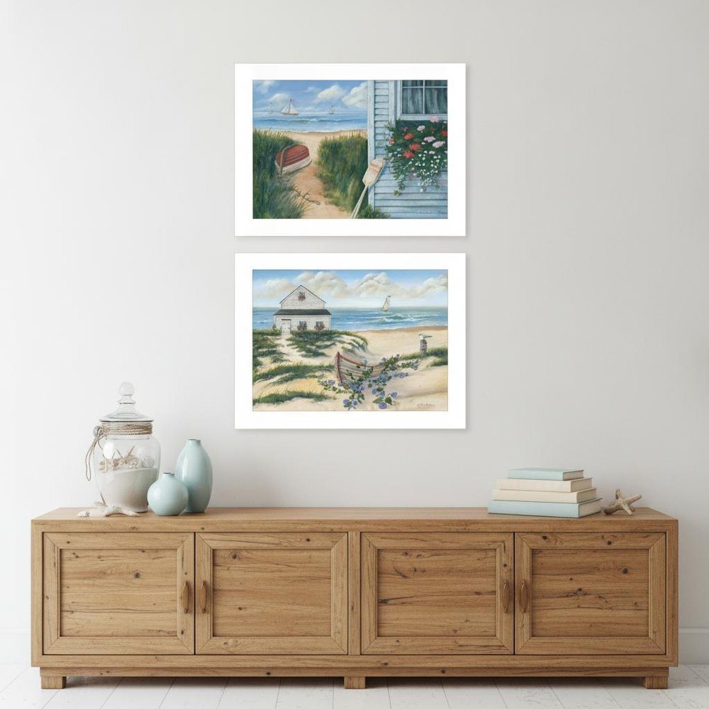 Set Of Two Sand Castle and Footprints 3 White Framed Print Wall Art — view 6