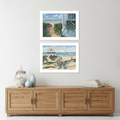 Set Of Two Sand Castle and Footprints 3 White Framed Print Wall Art HomeRoots