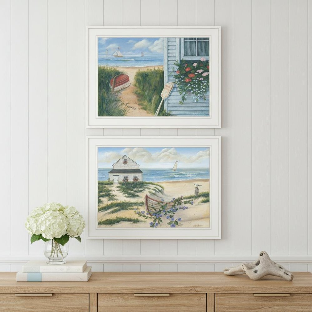 Set Of Two Sand Castle and Footprints 4 White Framed Print Wall Art HomeRoots