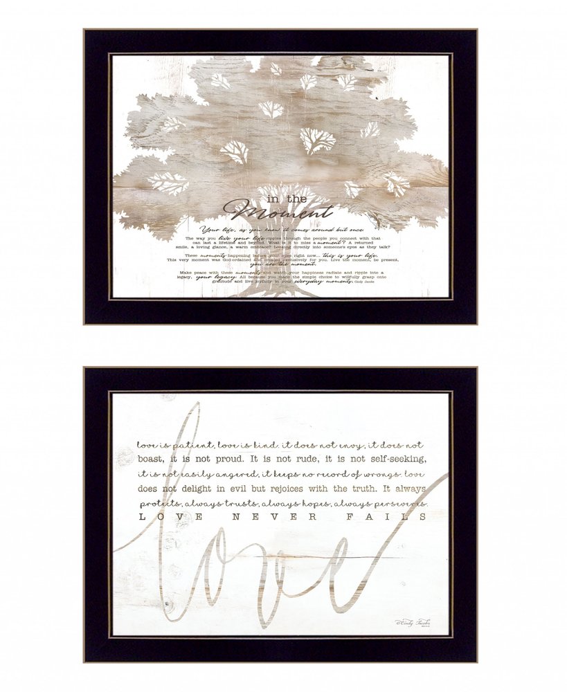 Set Of Two Love or In the Moment 2 Black Framed Print Wall Art HomeRoots