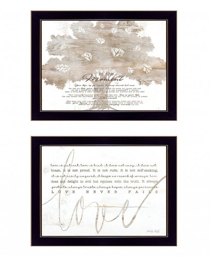 Set Of Two Love or In the Moment 2 Black Framed Print Wall Art HomeRoots