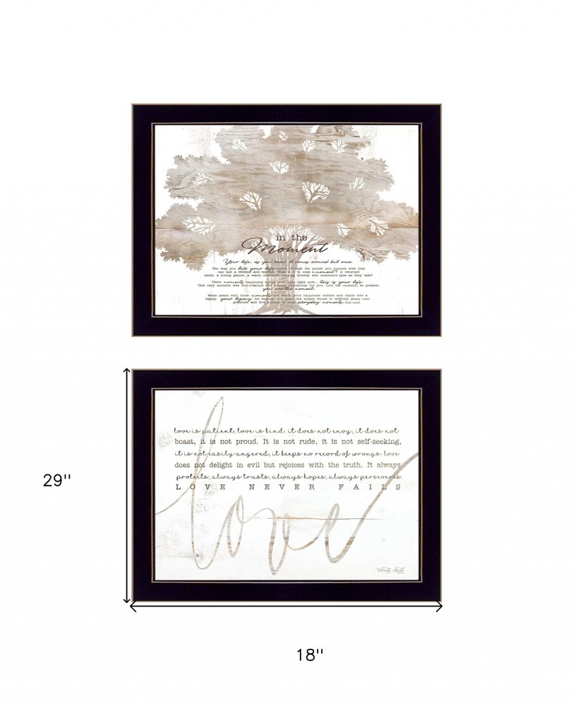 Set Of Two Love or In the Moment 2 Black Framed Print Wall Art — view 3