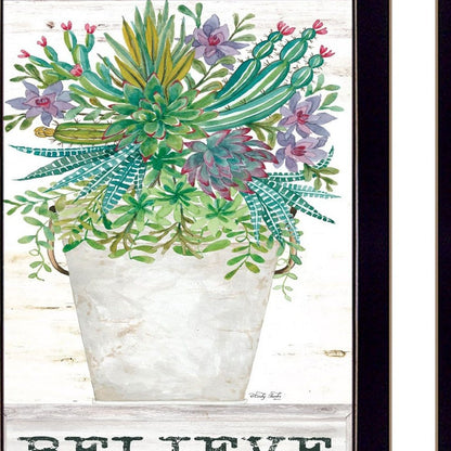Set Of Two Succulents Dream and Believe Black Framed Print Wall Art HomeRoots