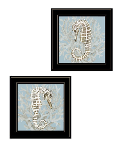 Set Of Two Coral Seahorse 1 Black Framed Print Wall Art HomeRoots