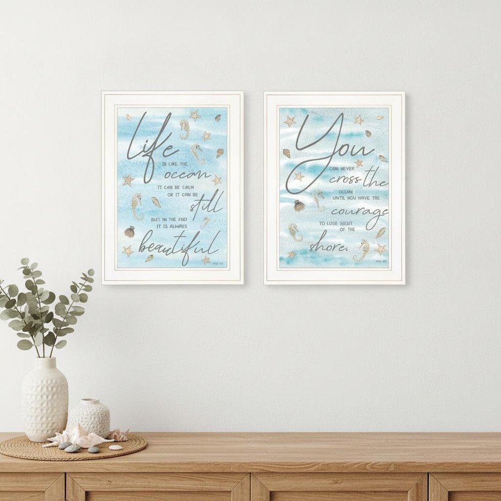 Set Of Two Life Is White Framed Print Wall Art — view 1