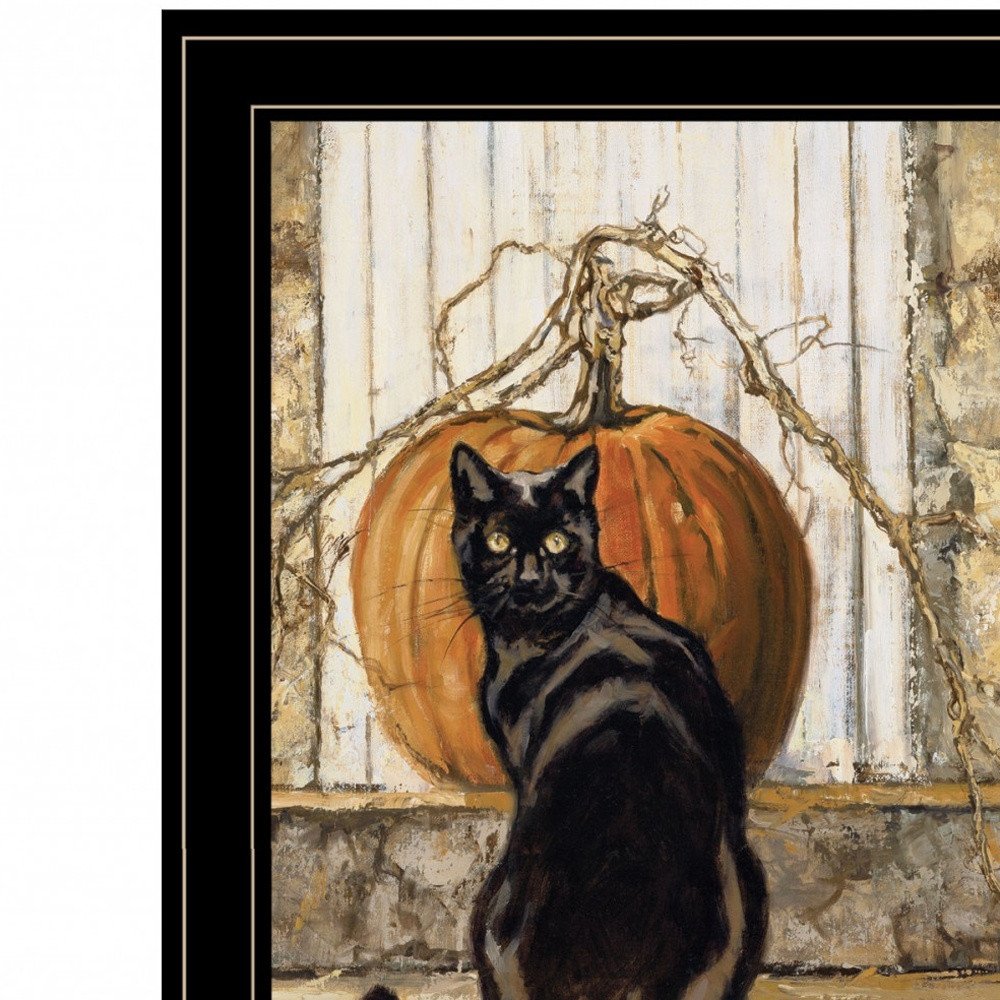 Set Of Two Harvest Moon with A Black Cat and Truck 2 Black Framed Print Kitchen Wall Art HomeRoots