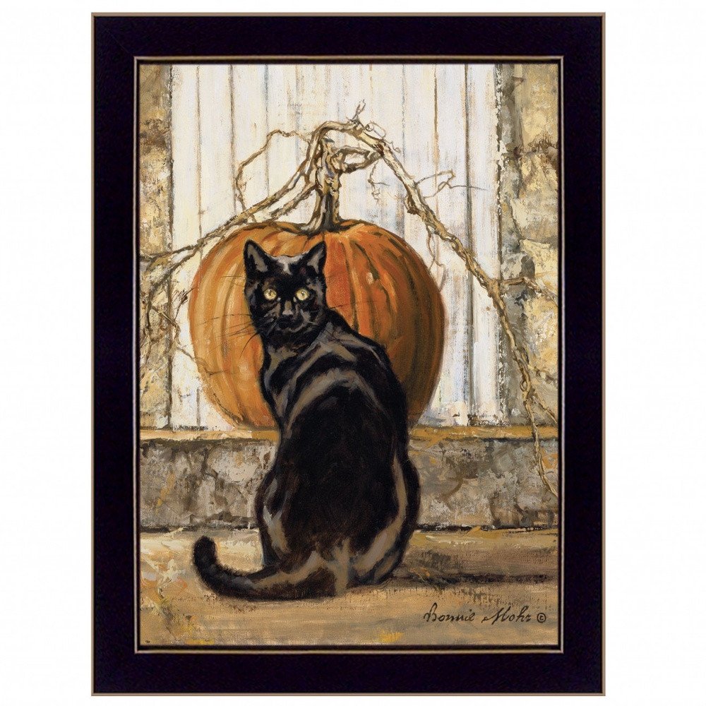 Set Of Two Harvest Moon with A Black Cat and Truck 2 Black Framed Print Kitchen Wall Art — view 10