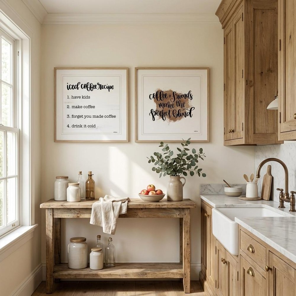 Set Of Two Coffee and Friends Recipe White Framed Print Kitchen Wall Art HomeRoots
