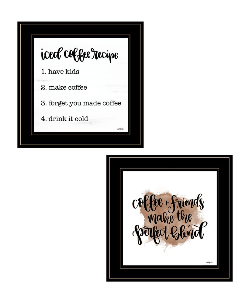 Set Of Two Coffee and Friends Recipe White Framed Print Kitchen Wall Art HomeRoots