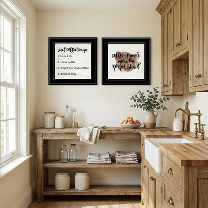 Set Of Two Coffee and Friends Recipe White Framed Print Kitchen Wall Art HomeRoots