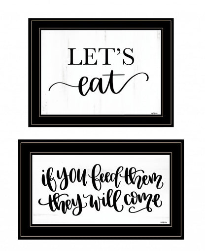 Set Of Two Lets Eat or Feed Them 1 White Framed Print Kitchen Wall Art HomeRoots