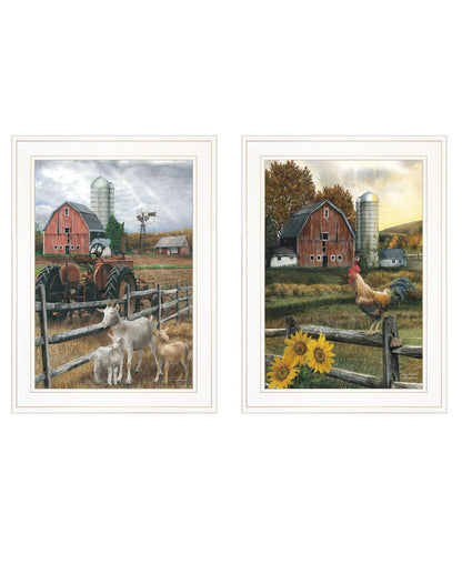 Set Of Two Farm Life White Framed Print Wall Art HomeRoots