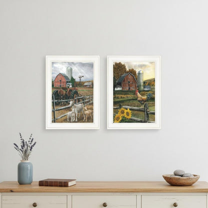 Set Of Two Farm Life White Framed Print Wall Art HomeRoots